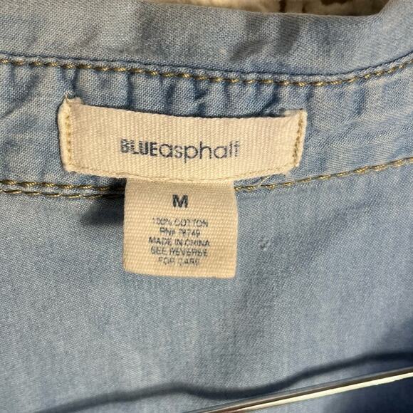 BLUE ASPHALT | Chambray Women's Blouse Button Down Distressed Denim M - Picture 6 of 8